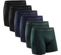 DANISH ENDURANCE 6er Pack Boxershorts Herren, Weiche Baumwolle, Unterhosen Männer mit Stretch, Bequem & Ohne Zettel, Mit Eingriff oder ohne Mehrfarbig (2xSchwarz, 2xBlau Melange, 2X Grün) XXL