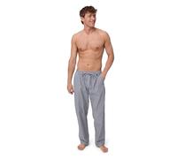 DANISH ENDURANCE Schlafanzughose Herren Lang, 100% Bio-Baumwoll Schlafanzug Lang, Pyjama Hose Herren mit verstellbaren Bund, Marineblau gestreift, XL