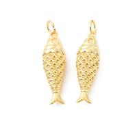 DanLingJewelry 10 Stück goldene Messing-Anhänger, Fisch-Motiv, Meerestier, für Schmuckherstellung, Armbänder, Halsketten, Nicht-Edelmetall