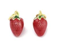 DanLingJewelry 10 Stück Nachahmung Obst Thema Messing Emaille Charms Winzige rote Emaille Erdbeere Charm Anhänger für DIY Halsketten Ohrringe Herstellung, Nicht-Edelmetall