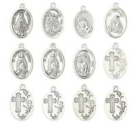 DanLingJewelry 60 Stück 6 Stile Antik Silber religiöse Kreuzanhänger tibetischen Stil ovale Anhänger für DIY Schmuckherstellung Halskette Armbänder