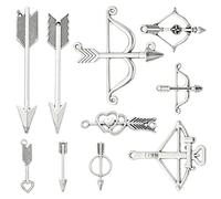 DanLingJewelry 60Pcs 10 Stile Antike Silber Bogen und Pfeil Charms Tibetischen Bogenschießen Charms Für Schmuck Machen Armband Halskette