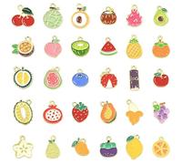 DanLingJewelry Bunte Emaille-Sommerfrucht-Charms, gemischt, süße Erdbeere, Kirsche, Apfel, Anhänger für Schmuckherstellung, 60 Stück