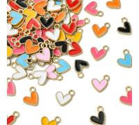 DanLingJewelry Bunte herzförmige Charms, Emaille, Mini-Liebesherz, baumelnde Charms für DIY-Halsketten, Armbänder, Schmuckherstellung, 100 Stück