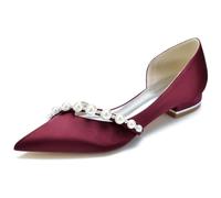 DANOBAB Damen Ballerinas Elegante Flache Schuhe, Klassische Abendschuhe, Ballettpumps, Hochzeitsschuhe, Ballerinas für den Alltag,Burgundy,42