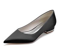 DANOBAB Damen Brautschuhe Flache Schuhe Mit Geschlossenem Zehenbereich, Slip-On, Spitzzehe, Aus Spitze, Für Hochzeit, Braut Und Brautjungfer Pumps,Schwarz,37