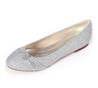 DANOBAB Damen Flache Schuhe für Frauen Casual Dress Schuhe Elegant Flats Bequem Hochzeits Schuhe Brautschuhe Abend Flache Pumps mit Strass,Silber,35