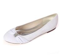DANOBAB Damen Flache Schuhe für Frauen Casual Dress Schuhe Elegant Flats Bequem Hochzeits Schuhe Brautschuhe Abend Flache Pumps mit Strass,Weiß,40