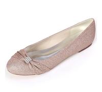 DANOBAB Damen Flache Schuhe für Frauen Casual Dress Schuhe Elegant Flats Bequem Hochzeits Schuhe Brautschuhe Abend Flache Pumps mit Strass,Champagne,42