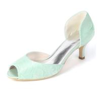 DANOBAB Damen High Heels - Satin Low Heels, Open Toe Kitten Heels - ideal für Hochzeiten, Partys - Elegante Damenfestschuhe,Mint Green,38