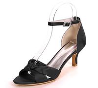 DANOBAB Damen Hochzeitsschuhe für die Braut, Hochhackige Hochzeitsschuhe, Hochzeitshöhe für Frauen, Pump-Schuhe aus Satin mit Schnalle, für Abendveranstaltungen,Schwarz,41