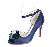 DANOBAB Damen Kitten Heel Pumps mit offener Spitze und Schnalle, Blocksandalen-Stil, 3,54 Zoll, verfügbar und perfekt für den täglichen Gebrauch, Partys und Hochzeiten,Dark Blue,39