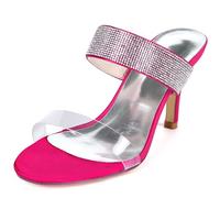 DANOBAB Damen Schuhe mit niedrigen Absätzen Brautschuhe Hochzeit Slip-On mit Strass Mary Jane Elfenbein Kitten-Hochabsatz aus Satin / 8.5 cm Absatz,Rose red,38