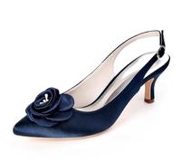 DANOBAB Damen Stiletto High Heels Sexy Spitze Stiletto Pumps Geschlossene Zehe Party Abschlussball Hochzeit Absatzschuhe Stiletto Heels,Dark Blue,35