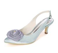 DANOBAB Damen Stiletto High Heels Sexy Spitze Stiletto Pumps Geschlossene Zehe Party Abschlussball Hochzeit Absatzschuhe Stiletto Heels,Silber,36