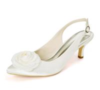 DANOBAB Damen Stiletto High Heels Sexy Spitze Stiletto Pumps Geschlossene Zehe Party Abschlussball Hochzeit Absatzschuhe Stiletto Heels,Elfenbein,36