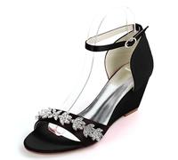 DANOBAB Damen Zehen Keil High Heel 6.5 cm Kleid Sandalen Pumps High Heels Pumps für Party Wedding Night Club,Schwarz,42 EU