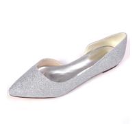 DANOBAB Flache für Damen Schuh mit Spitzer Zehenpartie Elegante Slip-on Schuhe mit Niedriger Absatz Hochzeitsschuhe Arbeitsschuhe Business-Schuhe,Silber,42