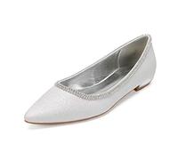 DANOBAB Frauen Strass Neue Hochzeit Elfenbein Schuhe Closed Toe Chunky Glitter Pailletten Braut / 1,8 cm Ferse,Elfenbein,37