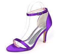 DANOBAB Hochzeitschuhe Elfenbein, Damen Peeptoe Niedriger Absatz Hochhackige Damenrückenverschluss Abend-/Pumps,Dark Purple,35