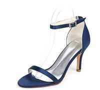 DANOBAB Hochzeitschuhe Elfenbein, Damen Peeptoe Niedriger Absatz Hochhackige Damenrückenverschluss Abend-/Pumps,Dark Blue,41