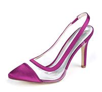 DANOBAB Hochzeitschuhe für die Braut, Elfenbein, Damen Abend Schuhe, Geschlossene Spitze, Hohe Absätze, Niedrige Absätze, Damenschuhe/Salon Schuhe,Lila,41