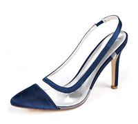 DANOBAB Hochzeitschuhe für die Braut, Elfenbein, Damen Abend Schuhe, Geschlossene Spitze, Hohe Absätze, Niedrige Absätze, Damenschuhe/Salon Schuhe,Dark Blue,41