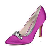 DANOBAB Hochzeitschuhe für die Braut in Elfenbein, mit Strass, geschlossene Zehen, Spitze High Heels, Kitten Heels für den Abend in Marineblau/Kleid,Lila,43