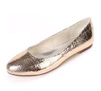 DANOBAB Hochzeitschuhe für Frauen mit runden Spitzen Slip-On Kleiderfarbe Elfenbein Spitze, Herbst und Abendmode PU Brautschuhe / 0.6 cm Absatz,Champagne,38