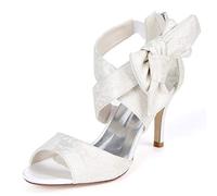 DANOBAB Hochzeitsschuhe für die Braut in Elfenbein, Damen Reißverschluss Peeptoe niedrige Absatz Braut Herbst High Heels Kitten/Abendkleid Schuhe,Weiß,39