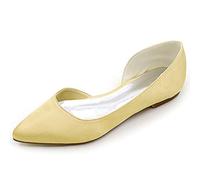 DANOBAB Hochzeitsschuhe für Frauen, Flach Satin Herbst Chunky YT-45 Elfenbein Braut Geschlossene Zehe Moderner Abend/0,6 cm Absatz,Gold,39