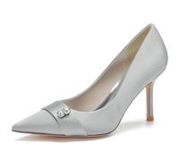 DANOBAB Spitzenzehen High Heels für Frauen, Bequeme Pumps, Hochzeitsschuhe, modische Absatzschuhe für Damen, Abendschuhe für Frauen, 8,5 cm (3,34 Zoll),Silber,36