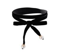 Danshinbow Runde Perlen-schwarze Seidenband-Halskette, Punk-Halsketten, Schmuck, verstellbar, für Damen und Mädchen, Metall