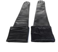 Daoflkuo Lange Lederhandschuhe für Damen, weiches Lammfell, Opern-Stil, Vintage-Stil, schwarz, echtes Schafsleder, oberhalb der Ellenbogenhandschuhe, Schwarz, Large