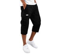 DaPongZhi 3/4 Hose Herren Cargohose Bermuda Shorts Sommer Baumwolle Arbeitshose Kurze Hose Mit Taschen Gummibund Männer Cargo Shorts Für Sport Party Strand & Alltag