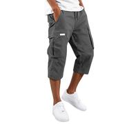 DaPongZhi 3/4 Hose Herren Cargohose Bermuda Shorts Sommer Baumwolle Arbeitshose Kurze Hose Mit Taschen Gummibund Männer Cargo Shorts Für Sport Party Strand & Alltag