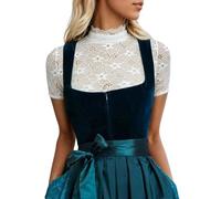 DaPongZhi Dirndl Bluse Damen Dirndlbluse Spitze Trachtenbluse Kurzarm Weiß Flügelärmel Bluse Oktoberfest V-Ausschnitt Trachtenbluse Dirndlblusen Spitzenbluse Oktoberfest Kostüm
