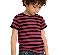 DaPongZhi Ringelshirt Kinder Rot Weiss T-Shirt Jungen Mädchen Streifen Rundhalsausschnitt Kurzarm Baumwolle Tops Blau Weiss Gestreift Shirt Fischerhemd Für Kind