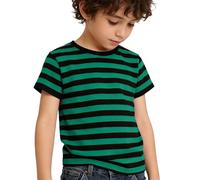 DaPongZhi Ringelshirt Kinder Rot Weiss T-Shirt Jungen Mädchen Streifen Rundhalsausschnitt Kurzarm Baumwolle Tops Blau Weiss Gestreift Shirt Fischerhemd Für Kind