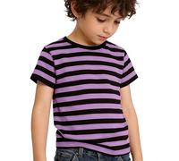 DaPongZhi Ringelshirt Kinder Rot Weiss T-Shirt Jungen Mädchen Streifen Rundhalsausschnitt Kurzarm Baumwolle Tops Blau Weiss Gestreift Shirt Fischerhemd Für Kind