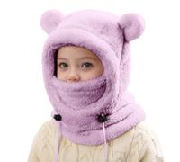 DaPongZhi Schlupfmütze Kinder Fleece Gesichtsmaske Schal Mütze Warme Wintermütze Mädchen Jungen Niedlich Schalmütze Mit Zwei Ohren Weiche Kuschelige Plüsch