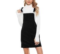 DaPongZhi Sommerkleid Damen Latzrock Cord Latzkleid Overallkleid Freizeitkleider Corduroy Mini Dress a Linie Kleid Quadratischer Ausschnitt Ärmellos T-Shirt Strandkleid Mit Taschen