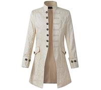 DarcChic Herren Gehrock Samt Goth Steampunk Viktorianischer Gehrock, Cream, 4XL