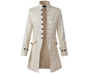 DarcChic Herren Gehrock Samt Goth Steampunk Viktorianischer Gehrock, Cream, 4XL