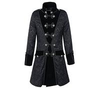 DarcChic Herren schwarze gothic brocade jacke gehrock steampunk vtg victorian Schwarz XXX-Large