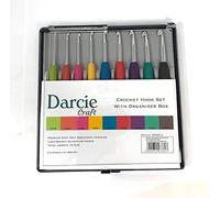 Darcie Crafts SS56810 Häkelnadel-Set, einfacher Griff mit flachem Finger, 14 cm x Größen 2-6 mm, in Organizerbox
