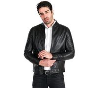 D'Arienzo Lederjacke Schwarze Herren Jacke Echtleder Made in Italy Marlon 46/schwarz