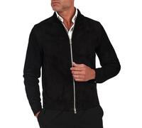 D'Arienzo Lederjacke Wildleder Herren schwarz Echtleder Italienisch Leder Lammleder Jacke schwarz/54