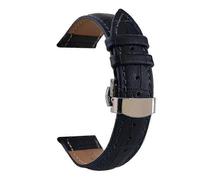 (Dark blue, 18mm) Neues Echtleder-Uhrenarmband, universell kompatibel mit Uhren, Schmetterlingsschließe, Stahlschließe