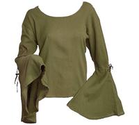 Dark Dreams Gothic Mittelalter LARP Bluse Top Onyx, Größe:Freesize, Farbe:Oliv